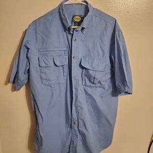 Cabelas Fishing Shirt Short Sleeve Button Up Vented Back - Mens M Blue Cabela’s
